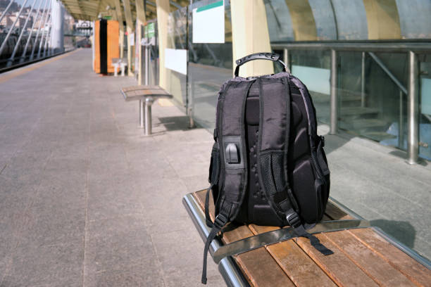 istock A lost or forgotten backpack on a bench on an open platform of a city metro. 1798902987