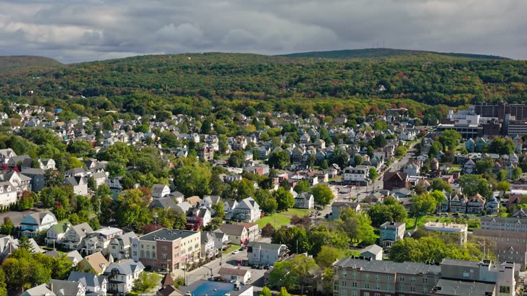 Ascending Aerial Shot of Houses in Scranton, PA