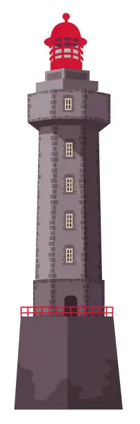 Vector illustration of Lighthouse La Jument, near the island of Ouessant