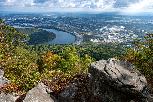 Overlook on Lookout Mountain Above Mocassin Bend on Tennessee River and Chattanooga