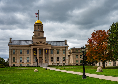 Gold-domed Old Iowa State Capitol in Iowa City
