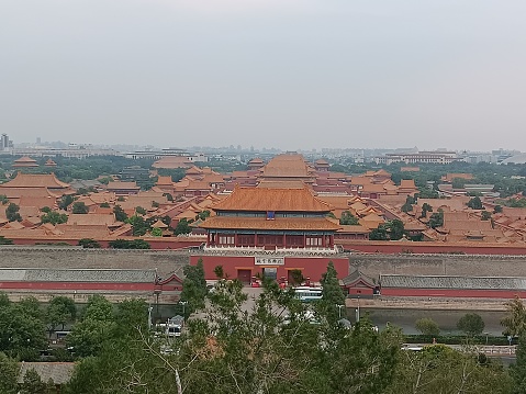 Forbidden City of Beijing,The imperial palaces of The Ming and Qing dynasties in China have a history of 600 years. World Cultural Heritage.Film photo in 1995,Beijing