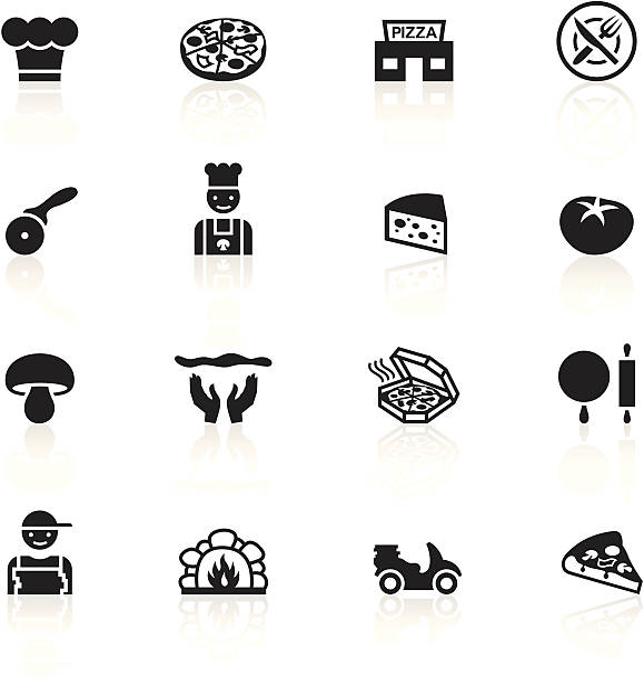 Black Symbols - Pizzeria A collection of different pizzeria related symbols. pizza cutter stock illustrations
