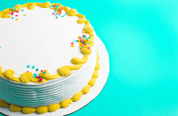 istock Circular White Ice Cream Cake with Colorful Border and Sprinkles 1799037469