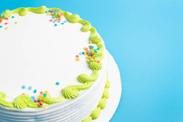 istock Circular White Ice Cream Cake with Colorful Border and Sprinkles 1799037471