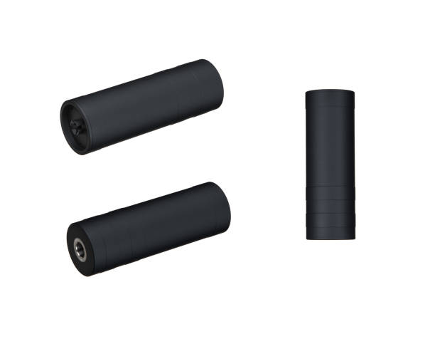 istock Black silencer for weapons. Suppressor that is at the end of an assault rifle. Isolate on a white background. 1799070361
