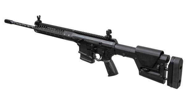istock Modern automatic rifle isolated on white background. Weapons for police, special forces and the army. Automatic carbine with mechanical sights. Assault rifle on white back. 1799074155