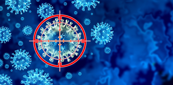 Antiviral Defense and Virus Target aiming at a pathogen as a new infectious strain attacked with therapy or vaccine treatment for the eradication of viruses and viral intruders to control Pathogen outbreak.