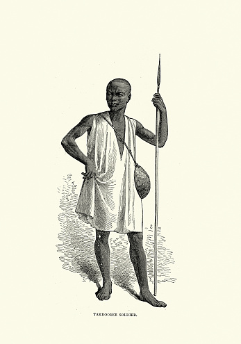 istock Takrooree Soldier, Warrior, armed with spear, dressing in shift or tunic, Sudan, Victorian East African History 19th Century 1799100585