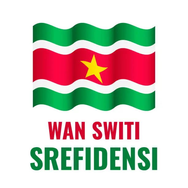 Vector illustration of Suriname Independence Day typography poster in Dutch. National holiday celebrate on November 25. Vector template for, banner, flyer, greeting card, postcard, etc.