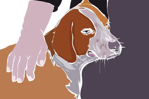 Vector illustration of Elderly woman with her elderly dog