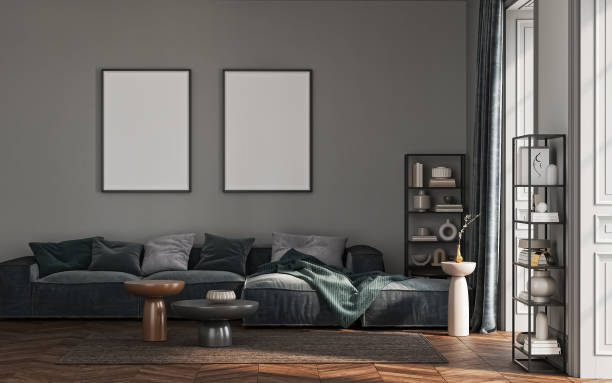 istock Interior design, mock up poster in living room design,. 1799180221
