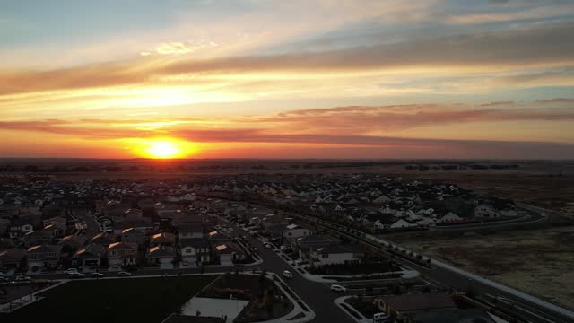 Vibrant Sunset over California USA suburbs