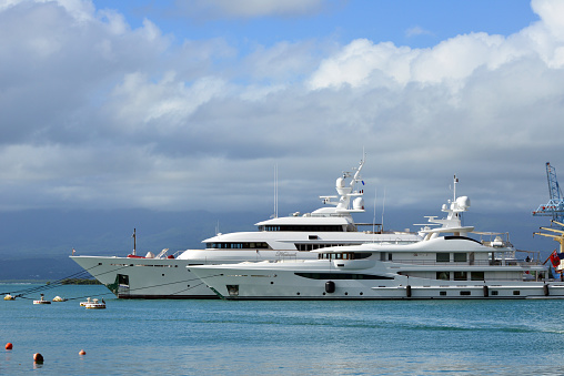 Pointe-à-Pitre, Guadeloupe: luxury yachts moored at the Port of Guadeloupe -  docks along the 'darse', a sheltered basin.