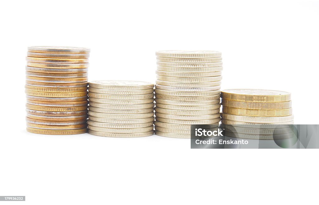 Монеты на белом фоне - Стоковые фото Банк роялти-фри