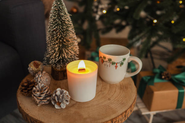 Living room interior with Christmas tree