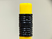 macro of yellow pencil eraser