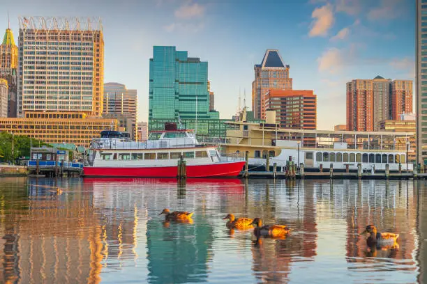 Photo of Downtown Baltiimore city skyline cityscape of Maryland