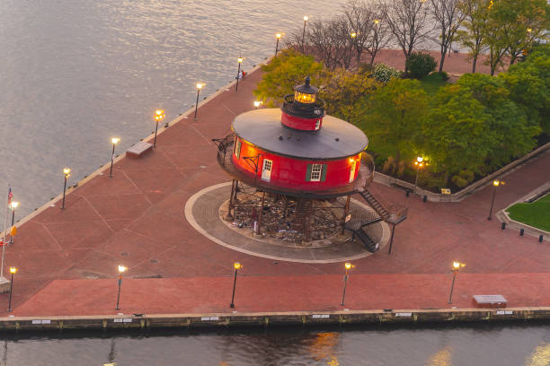 istock Red lighthouse at night, the Inner Harbor in Baltimore, Maryland 1799379766
