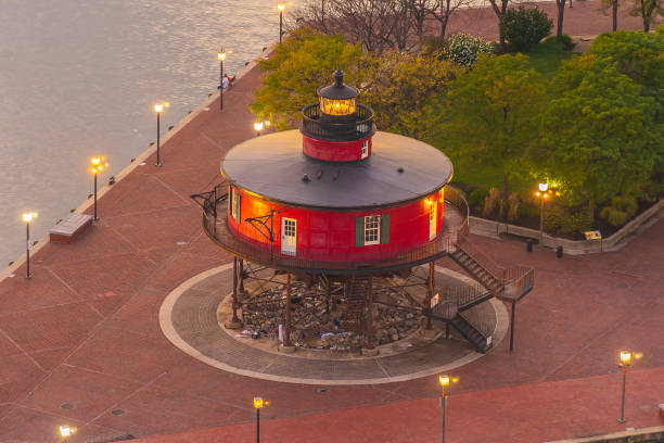 istock Red lighthouse at night, the Inner Harbor in Baltimore, Maryland 1799380301