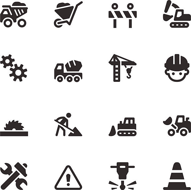 строительство иконы-черной серии - дорожный отражатель stock illustrations
