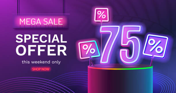 istock Save offer, 75 off sale banner. Sign board promotion. Vector illustration 1799446628