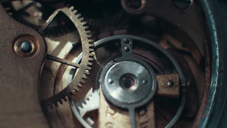 The working mechanism of a classic vintage watch