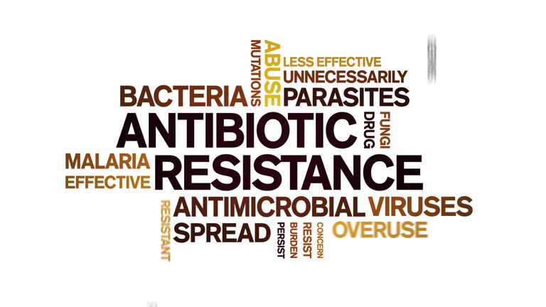 Antibiotic Resistance animated word cloud,animation typography seamless loop.