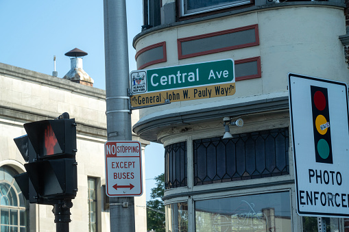 Albany, USA - September 4, 2023. Sign of Central Avenue, Albany, New York, USA