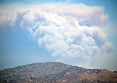 A snapshot of the Apple Fire as seen from the city of Ontario in California.
