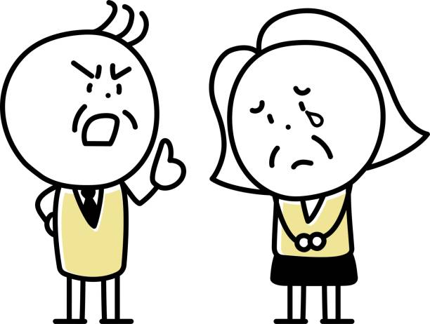 An angry man and a tearful woman apologizing / illustration material (vector illustration) An angry man and a tearful woman apologizing / illustration material (vector illustration) clip art of a old man crying stock illustrations