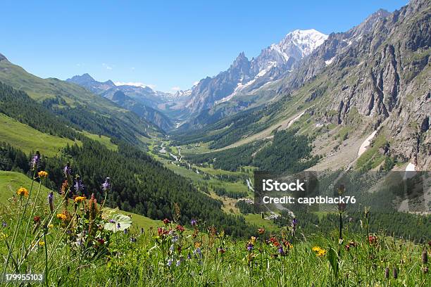 Furetto Valle E A Monte Bianco Vista Panoramica - Fotografie stock e altre immagini di Alpi - Alpi, Ambientazione esterna, Composizione orizzontale