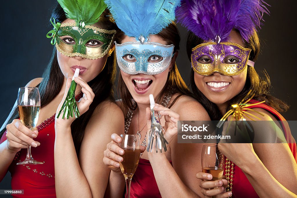 Gruppe von Frauen feiern - Lizenzfrei Maske Stock-Foto