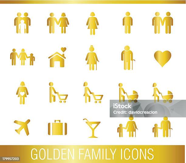 Golden Famiglia Icone - Immagini vettoriali stock e altre immagini di Persone - Persone, Adulto, Amore