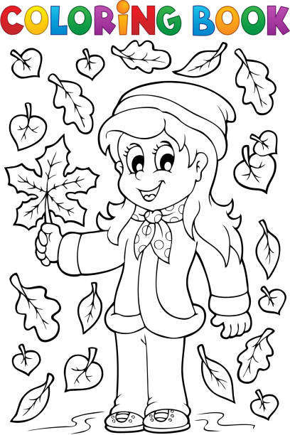 Coloring book with autumn theme 2 Coloring book with autumn theme 2 - eps10 vector illustration. autumn coloring pages stock illustrations