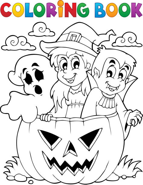 Coloring book Halloween character 5 vector art illustration