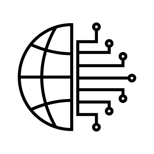 artificial intelligence icon Illustration of worldwide internet connection and artificial intelligence icon vector automation logo stock illustrations