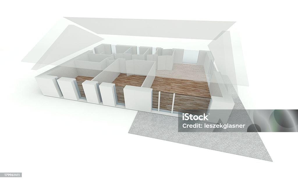 3 D rendering casa piano - Foto stock royalty-free di Ambientazione esterna