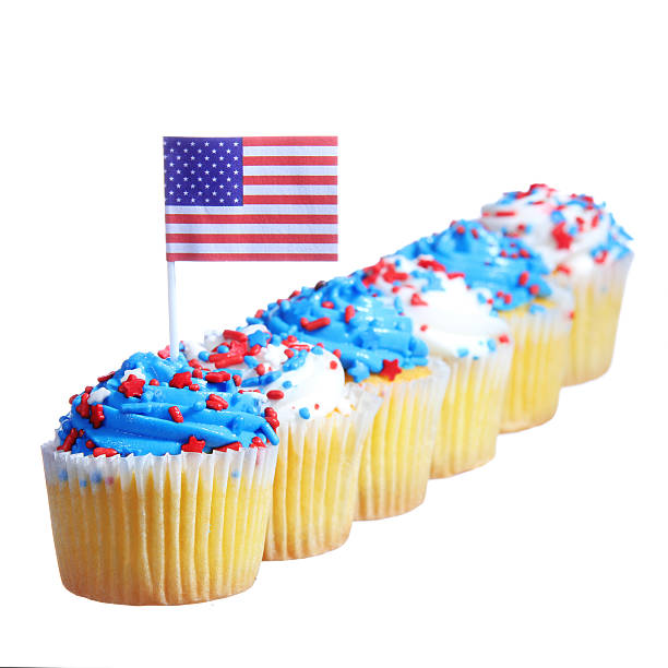 istock Patriotic cupcakes decorated with American Flag, isolated 179963520