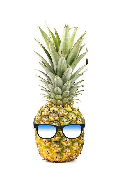 istock Funny pineapple with sunglasses isolated on white 179967464