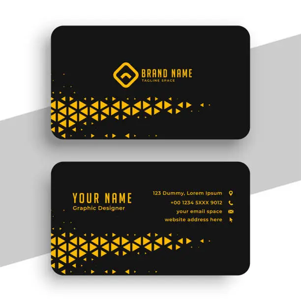 Vector illustration of Professional black and yellow halftone business card template