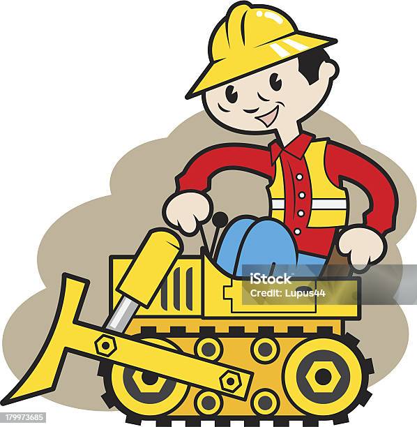 Bulldozer Driver Stock Illustration - Download Image Now - Activity, Backhoe, Blue-collar Worker