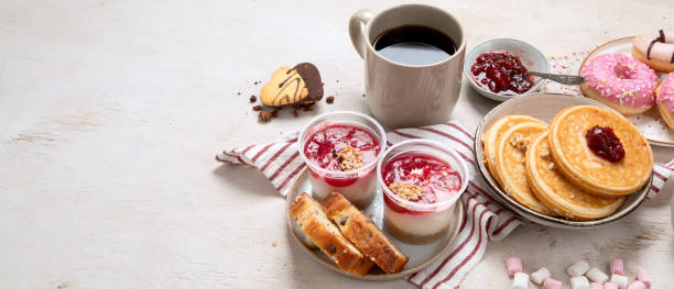 istock Delicious american dessert table with coffee. 1799750760