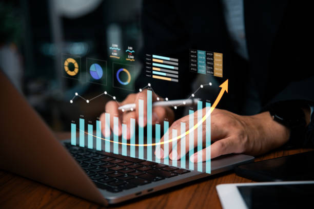 istock concept of data economic growth through a graph chart. Business strategy. Digital marketing and stock market. 1799751798