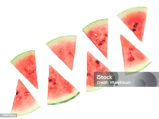 Stück Saftige Wassermelone Isoliert Stockfoto und mehr Bilder von Bildhintergrund - Bildhintergrund, Bunt - Farbton, Dessert