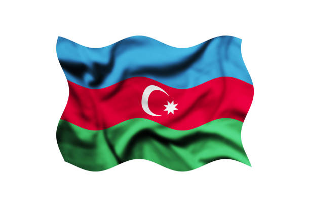 istock The flag of Azerbaijan flag waving on a white background. Clipping path included 1799798708