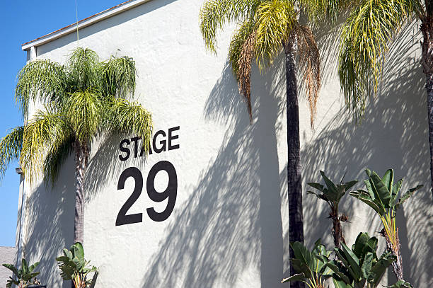 Outside view of stage 29 movie studio Exterior of stage 29 movie studio with palm trees film studio stock pictures, royalty-free photos & images
