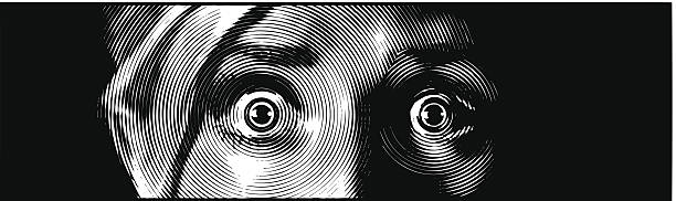 Eyes Terrified Retro engraving illustration of face with a terrified expression. film noir style stock illustrations