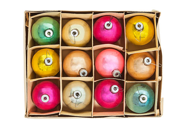 Vintage Christmas Ornament box isolated with clipping path.