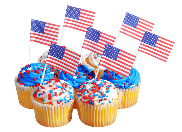 istock Cupcakes with American Flags and red sprinkles on top, isolated 179988977